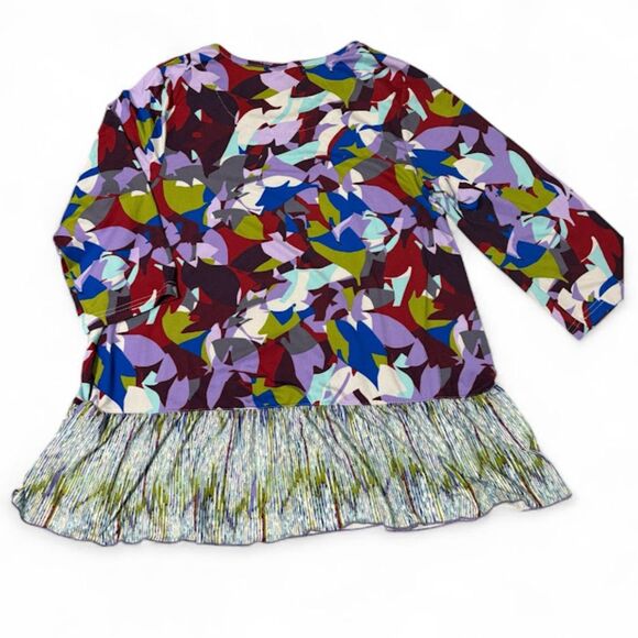 Logo Tunic M Purple Blue Retro 70's Peplum 3/4 Sleeve Whimsical Boho Artsycore - Picture 2 of 6